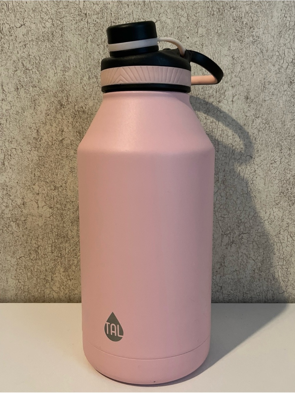 TAL Stainless Steel Ranger Water Bottle Pastel Pink 64oz w/ Handle Black Lid